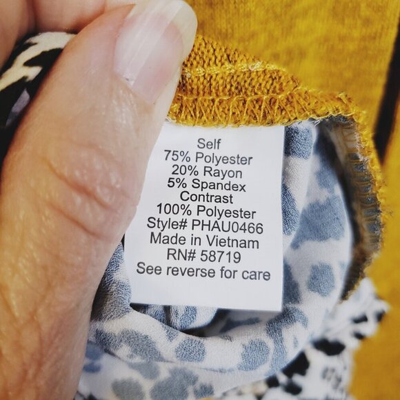 NWT NY Collection Womens Gold/Leopard print Top Sz Petite Large Wild Print - Picture 8 of 10